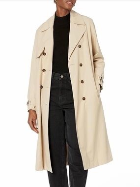 Women's Double-Breasted Trench Coat - Cream MED worn once